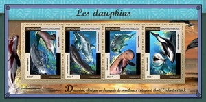Central African Republic 2017 MNH Dolphins 4v M/S Marine Animals Mammals Stamps - Picture 1 of 1