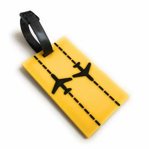 Etiqueta de equipaje de PVC suave 2D de aviones de pista | amarilla / negra | aviamart® - Imagen 1 de 1