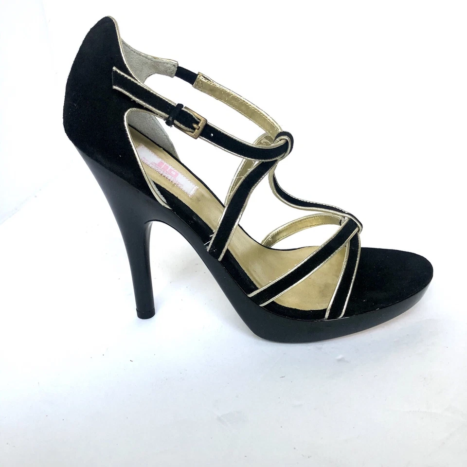 Jennifer Lopez Mujer Zapatos Negro Gamuza Patente Plataforma Tacones Talla 8 Foto 1 de 4