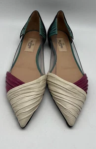 Valentino RE-SOLED Gathered Leather Multicolor Pointed Toe Flat sz 36 - Picture 1 of 5