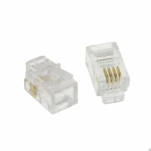 10 X RJ10 4 Broche Modulaire Sertir Fin Bouchons Pour BT Combiné Maison & Bureau - Zdjęcie 1 z 12