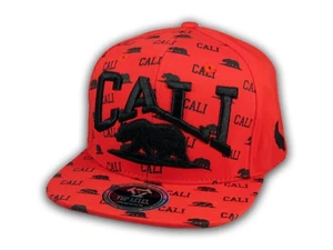 California Republic Bear Red and Black Flat Bill Hat - Picture 1 of 4
