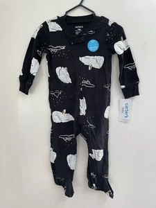 Carter's Baby Boy White Polar Bear 100% Cotton Long Sleeve Sleep & Play Black 9M - Picture 1 of 6