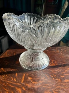 RARE EAPG Heisey " Prince of Wales " ; Plumes Large Punch Bowl & Stand 1902 VHTF - Picture 1 of 8