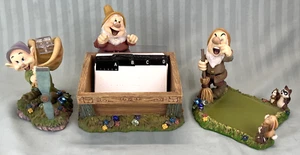 Disney Snow White And Seven Dwarfs 3 Piece Desk Set Tape Sticky Note Card Holder - Picture 1 of 19