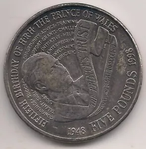 1998-£5 coin-FIFTIETH BIRTHDAY OF HRH THE PRINCE OF WALES. - Picture 1 of 2