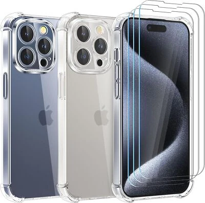 SBOX Case For iPhone 16e/ 16/15/14/13 Pro/Max Clear Gel Phone Cover +Screen Protector