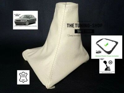 THE TUNING-SHOP Soufflet Levier De Vitesse Pour Jaguar X-Type 2001-2009 Cuir Cream + Cadre