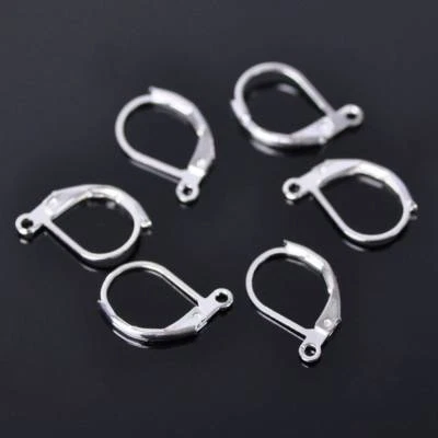 50 un. 14x13mm Alambres de oreja de plata Ganchos de cierre Clips de pendiente Hallazgos de pendientes Foto 1 de 4
