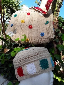 Sicilian crochet TARTAN FOLDER BAG CARTELLA PORTATABLET uncinetto e cappello - Foto 1 di 11