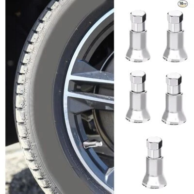 Juego de 5 tapas de válvulas de neumáticos, cubiertas de tapas de neumáticos, funda y tapa de vástago de válvula cromadas Foto 1 de 4