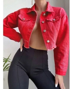 Chaqueta vaquera corta Shein para mujer en rojo - talla mediana - Imagen 1 de 5