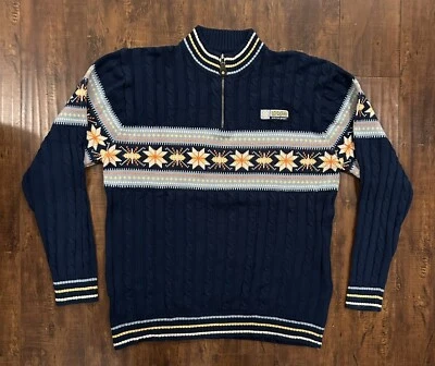 Vintage Enyce Blue Cable Knit Sweater Snowflake Hip Hop Rap Men’s XXL - Изображение 1 из 4