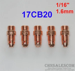 5 piezas antorcha de soldadura tig cuerpo de cuello corto 17CB20 WP-17 WP-18 WP-26 1,6 mm 1/16" - Imagen 1 de 3