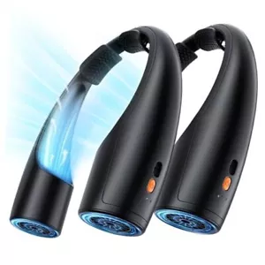 Portable Neck Fan 2 Pack, Hands-Free Wearable Personal Fan, 360° Cooling, Black - Picture 1 of 8