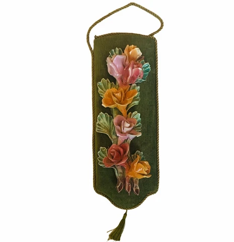 Capodimonte Porcelain Flower Wall Hanging Italy 14X5 Gricci Caselli figurine vtg Cover