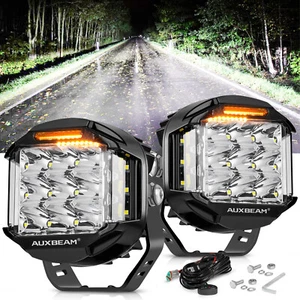 AUXBEAM Pair 5" 168W Round LED Work Light Bar Pods Driving Fog for Jeep Wrangler - Picture 1 of 9