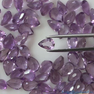 Natural Purple Amethyst Pear Faceted Loose gemstones 6x4 mm to 14x9 mm A Quality - Picture 1 of 8