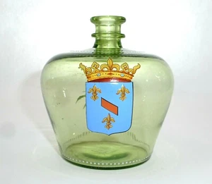 Uranium Glass Flask Fritz Heckert Coat of Arms - Picture 1 of 12