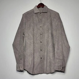 Tasso Elba Black Micro Corduroy Paisley Print Button Down Shirt Size Small - Picture 1 of 9