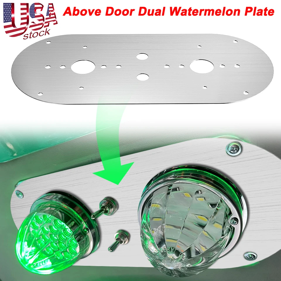 For Peterbilt 359/379/389 Interior Above Door Dome Light Dual Watermelon Plate - Image 1 of 4