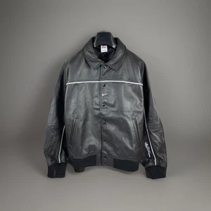 Supreme x Nike - Logo Embroidered Button Down Leather Jacket Size: M - Picture 1 of 10