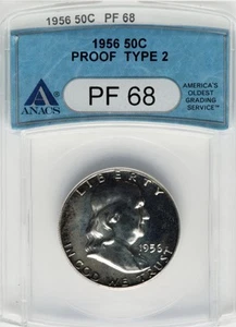 1956 Type 2 (two) Franklin Silver Half Dollar 50C ANACS PR PF 68 - Picture 1 of 4