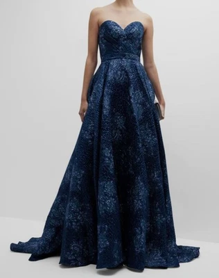 Jovani Women's Blue Strapless Sweetheart A-Line Ball Gown Dress Size 10 - Image 1 of 4