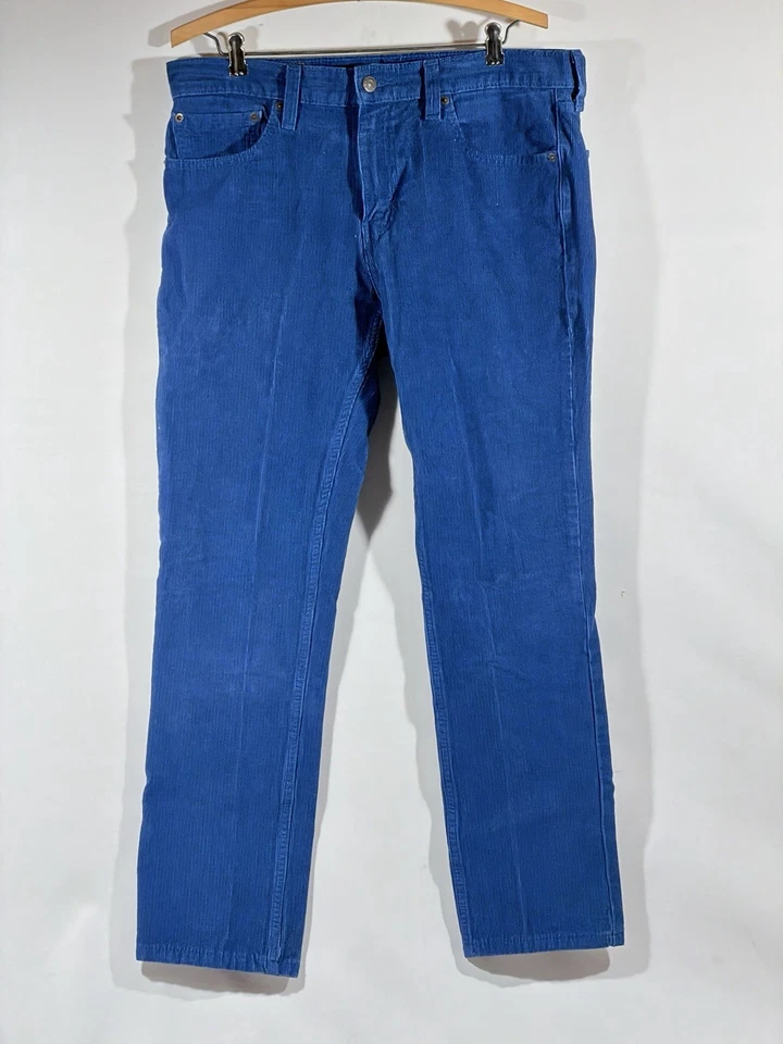 Levis 511 Pants Mens 33x30 Blue Slim Fit Corduroy 5-Pocket Tapered Leg Pinwale - Image 1 of 4