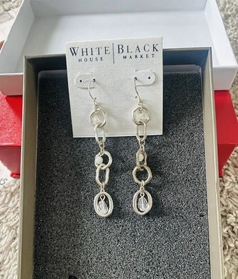 White House Black Market Silver Dangling Earrings NWT - Image 1 of 3