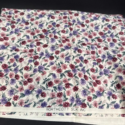 Vintage Florals on White Northcott Silk Inc. Cotton Fabric 55” X 43” - Image 1 of 3