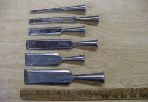 6 Vntg Craftsman USA Bevel Edge Socket Chisels,1-1/2",1-1/4",1",3/4",1/2",1/4" - Picture 1 of 16
