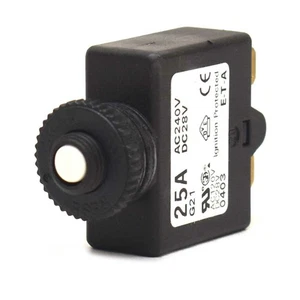 E-T-A Boat Push-to-Reset Circuit Breaker | 25A 240V AC 28V DC - Picture 1 of 3