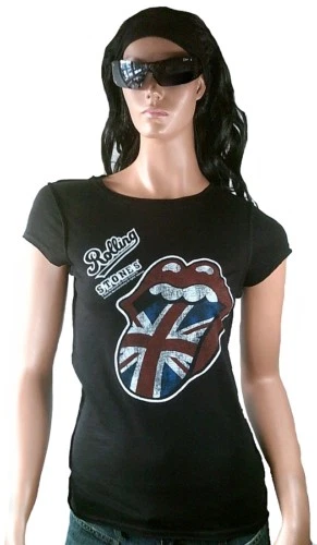 Amplified Rolling Stones UK Union Jack Tongue Rock Star Vip T-SHIRT G.S Viscose - Image 1 of 1