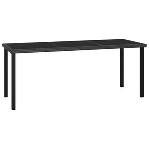 Garden Dining Table Black 180x70x73 Poly Rattan E6Q7 - Picture 1 of 5
