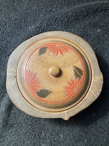 Antique Natural Boxwood Snacks Tea Lid Box Engraved Orchid Handicraft Japan - Picture 1 of 8