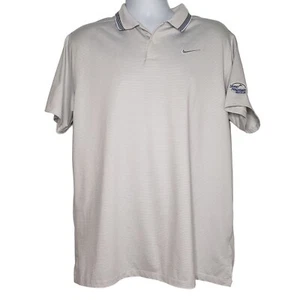 Nike Polo Shirt Stone Mountain Golf Club Stretch Micro Stripe Blue/White Mens L - Picture 1 of 11