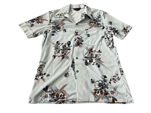 Vtg Mr Jan Mens Shirt Medium Multicolor Button Up Short Sleeve Floral Print - Picture 1 of 8