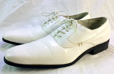 Zapatos de vestir blancos para hombre, forro de cuero con cordones imitación cuero talla superior 6,5 Foto 1 de 4