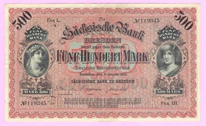 Germany 500 mark 1911 P#S953b XF (+) (TK 17 297) - Picture 1 of 2