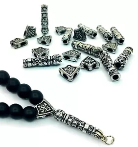 20 Acryl Spacer Y Perlen Silber Imame Tesbih Gebetskette Halskette Schmuck D122 - Bild 1 von 5