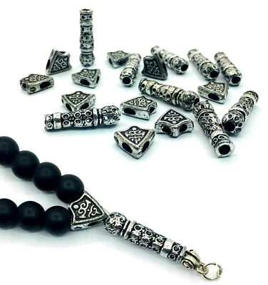 20 Acryl Spacer Y Perlen Silber Imame Tesbih Gebetskette Halskette Schmuck D122 - Bild 1 von 4