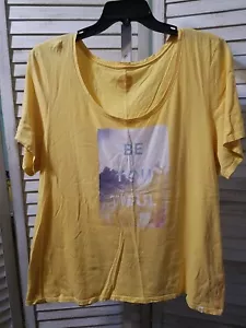 Life Is Good Damen Shirt Übergröße XXL Gelb Words Be You Tiful Kurzarm - Bild 1 von 13