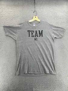 Vintage RUSSELL ATHLETIC Gray TEAM ME Print Single Stitch USA T Mens XL READ - Picture 1 of 17