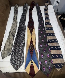 Lot Of 5 Mens Ties Random Assorted Various Patterns Blue Brown Red Cleaned - Picture 1 of 4