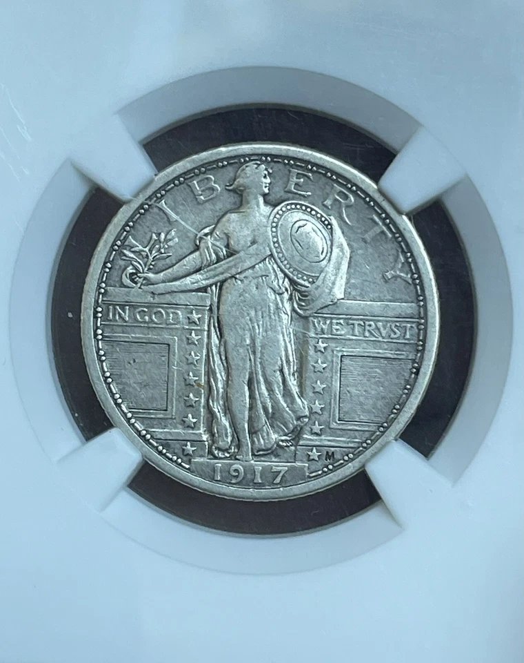 1917-P STANDING LIBERTY 🇺🇸 QUARTER TYPE 1 25c COIN NGC XF45 T1 Extra Fine 90% - Image 1 of 4