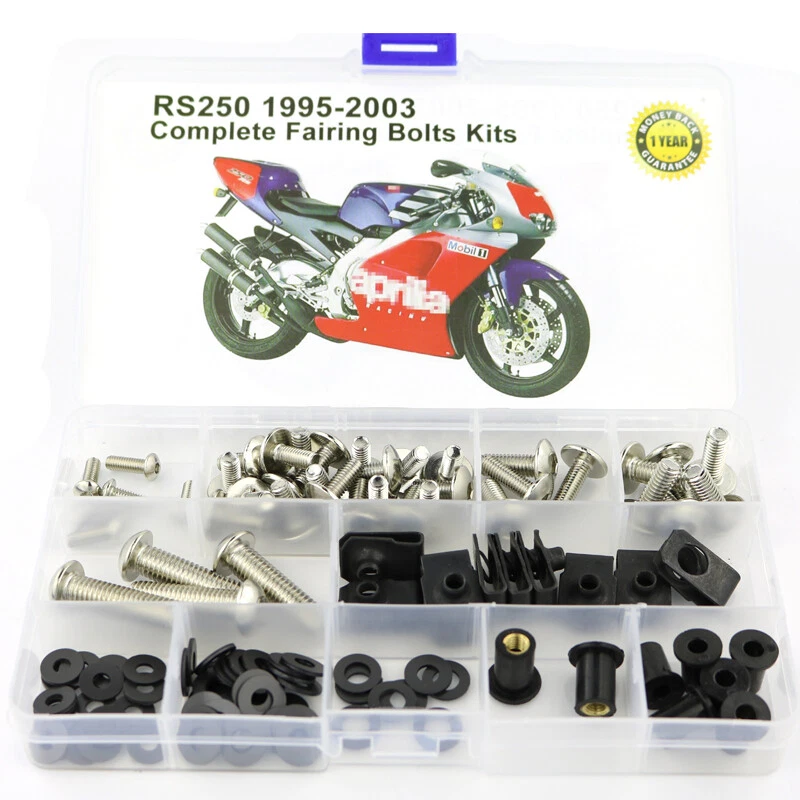 Kit completo de pernos de carenado tornillos de carrocería aptos para Aprilia RS250 95-03 plateado Foto 1 de 4