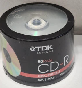 TDK 52x CD-R 700MB 80Min Spindle 50 Pack New - Bild 1 von 8