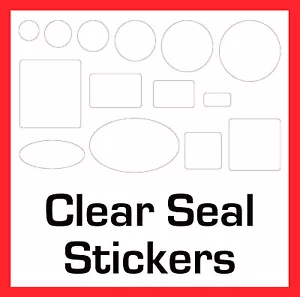 Permanent Transparent Clear Seal Stickers Sticky Labels Circles Rectangles - Picture 1 of 1