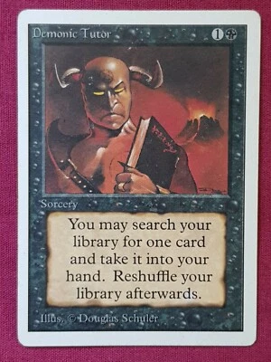 Magic The Gathering UNLIMITED DEMONIC TUTOR black card MTG - Image 1 of 2